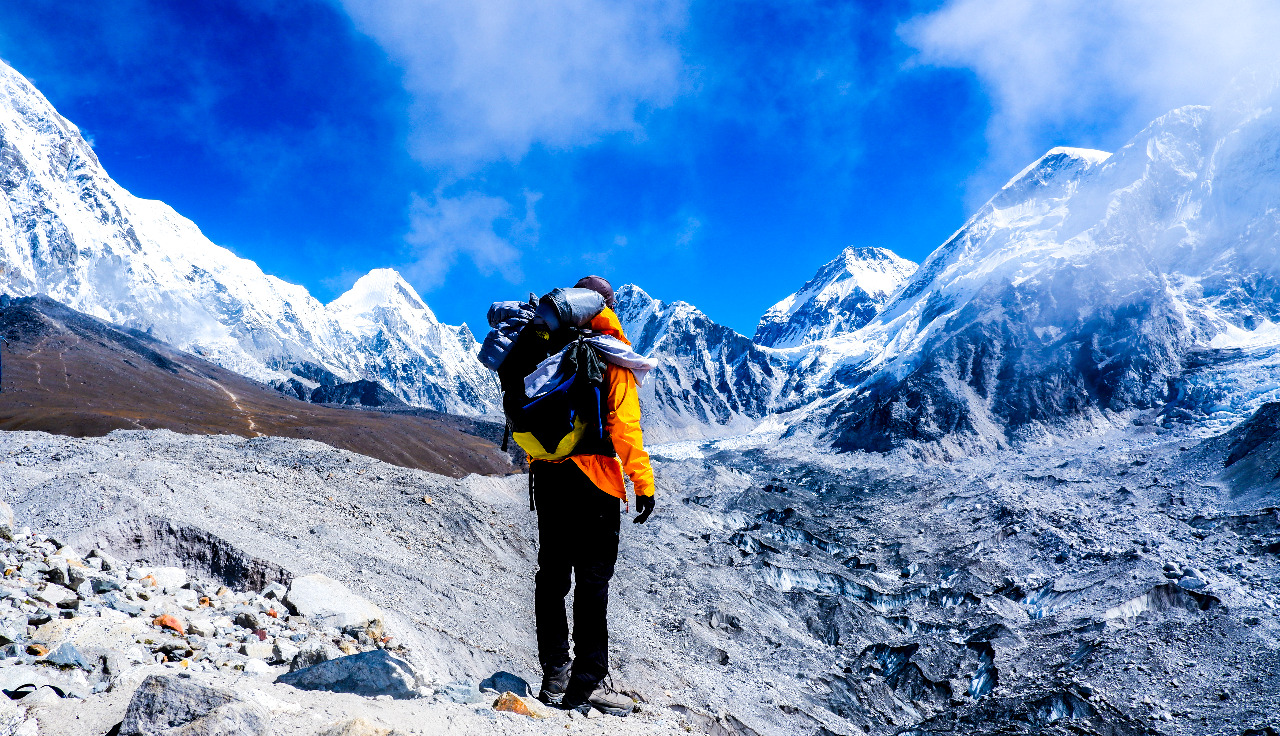 Trekker near Everest Base Camp Nepal