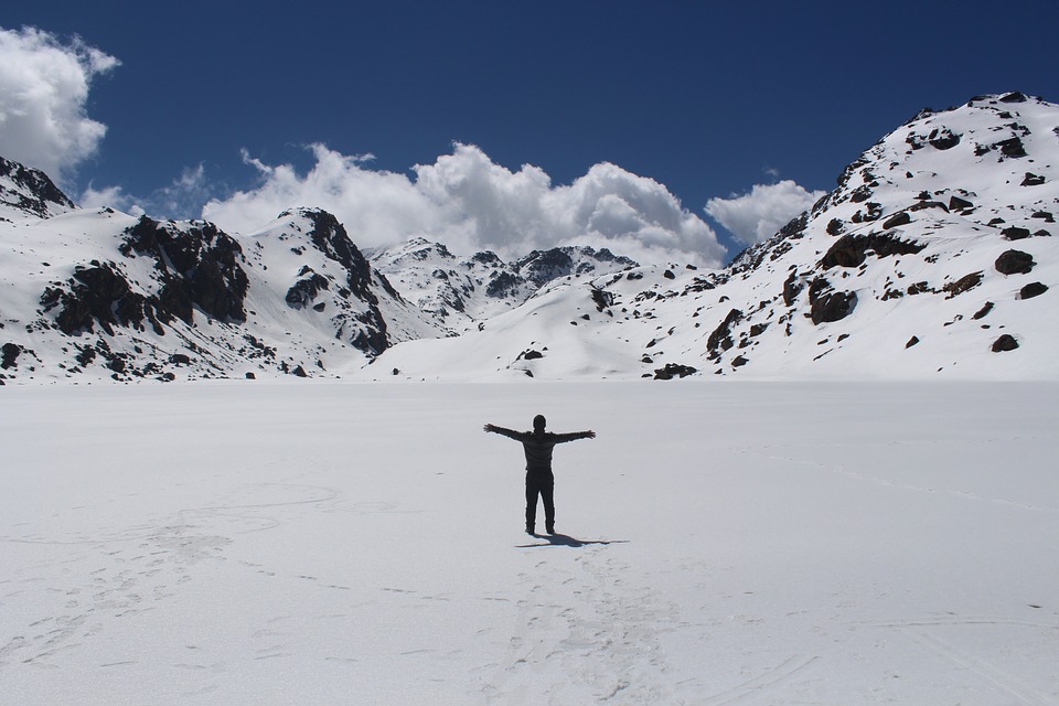 Guest posing for picture on Annapurna mountain