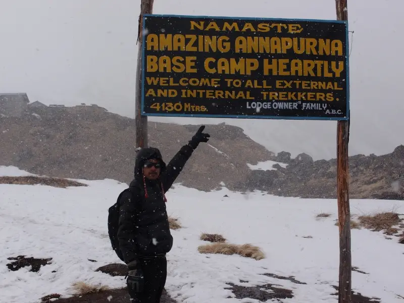 Mr Jiban at Annapurna Base camp