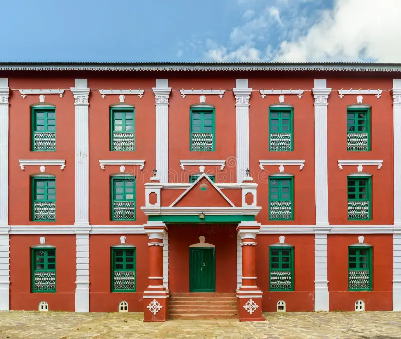 Architectural view of Tansen Durbar in Palpa, showcasing intricate wood carvings, historic courtyards, and traditional Nepali design elements.