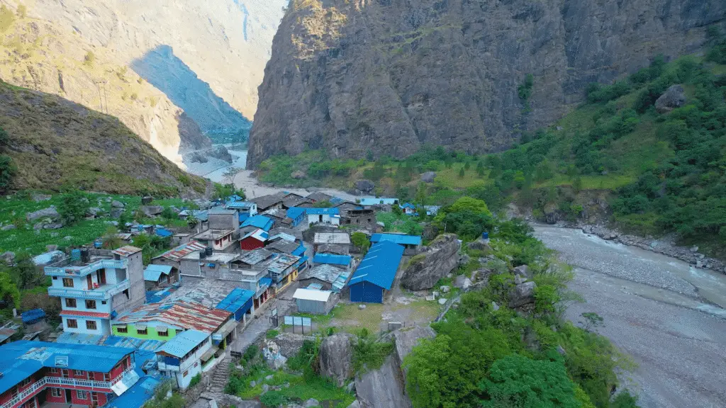 Jagat Village during Manaslu circuit trek in September