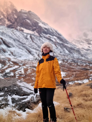 Beautiful lady near Annapurna base camp