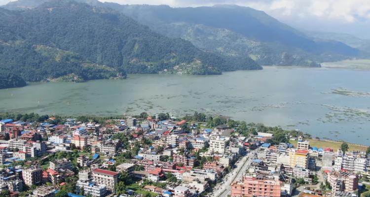 Fewa Lake and Pokhara view from Heli