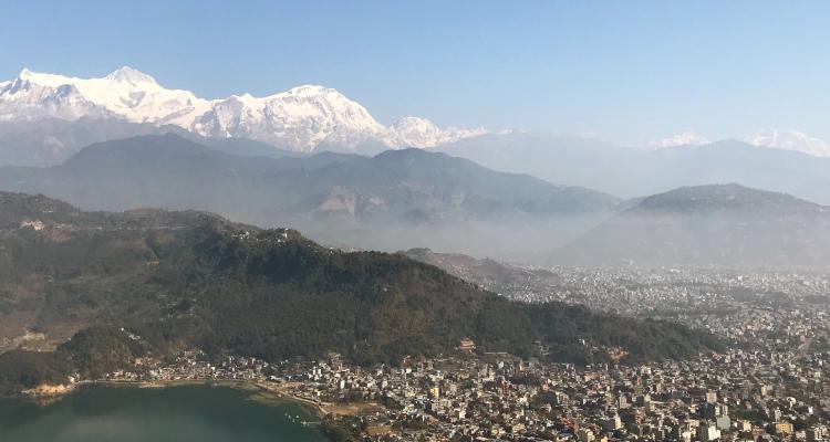 Fewa Lake and Panoramic Mountain View from World Peace Pagoda