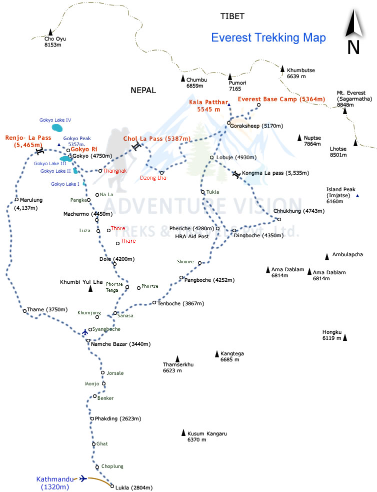 Route map of Luxury Everest Base Camp Trek