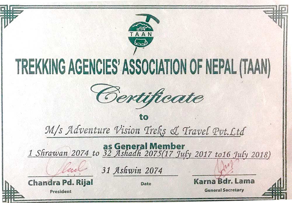 Trekking Agencies Association Of Nepal Member